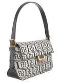 BESSIE LONDON Grey Signature Monogram Shoulder Bag