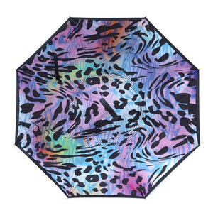 Multi Coloured Leopard Upside Down Umbrella