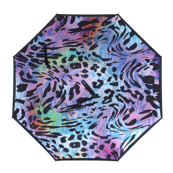 Multi Coloured Leopard Upside Down Umbrella