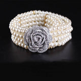 Crystal Rose Buckle Belt in Ivory