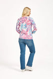 MUDFLOWER Pink Leaf Print Lightweight Jumper