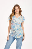MUDFLOWER Blue Rainbow Print Zip Up Top 618