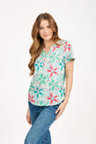 MUDFLOWER Green Floral Splash Print Top 620