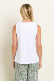 BRAKEBURN Hazel White Sleeveless Cotton Vest