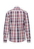 FYNCH HATTON Red Poplin Check Long Sleeve Casual Shirt