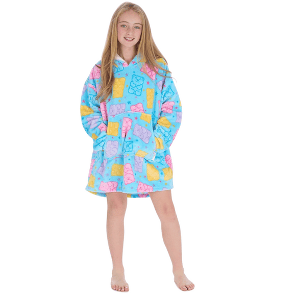 Girls Plush Gummy Bear Design Oversized Hoodie