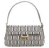 BESSIE LONDON Grey Signature Monogram Shoulder Bag