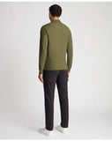 Remus Uomo Green Long Sleeve Polo Half Button Polo Shirt