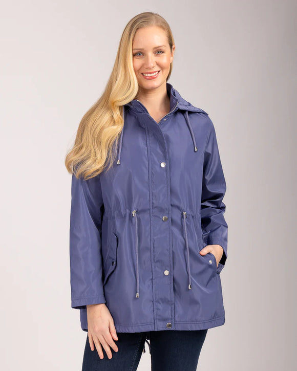 MUDFLOWER Navy Blue Raincoat with Hood