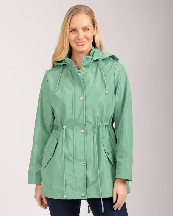 Green cheap hooded raincoat