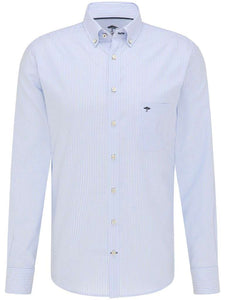 FYNCH HATTON ALL SEASON OXFORD SHIRT BLUE STRIPE 5530