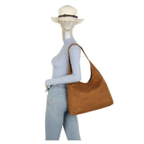 JAMIE Tan Faux Suede Slouchy Hobo Shoulder Bag 1709