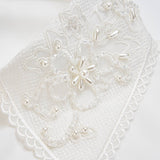 Elegant Lace and Pearl Flowers Embellished White Collar