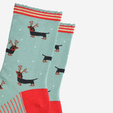 Christmas Sausage Dog Reindeer Bamboo Socks