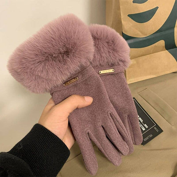 Mauve Faux Fur Gloves