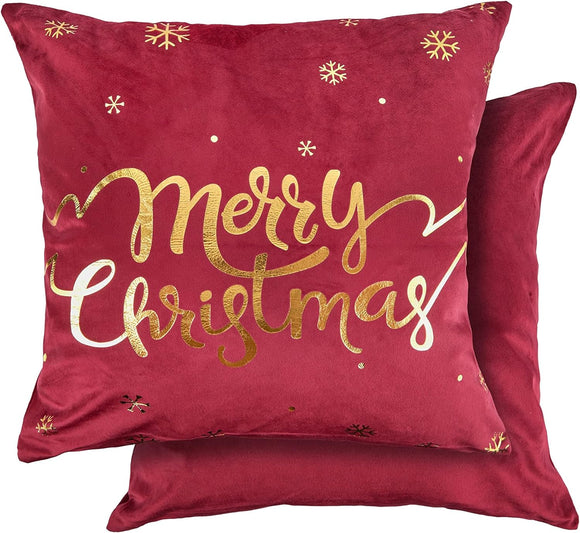 Merry Christmas Cushion Cover in Red