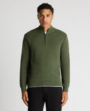 Remus Uomo Green Long Sleeve Half Zip Sweater