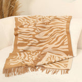 Mixed Leopard Print Wool Scarf - Taupe