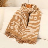 Mixed Leopard Print Wool Scarf - Taupe