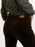 BRAKEBURN Saffron Khaki Velour Boot Cut Trousers