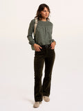 BRAKEBURN Saffron Khaki Velour Boot Cut Trousers