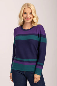 MUDFLOWER Purple Raised Stich Stripe Jumper