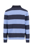 FYNCH HATTON Blue Striped Rugby Sweat