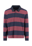 FYNCH HATTON Deep Merlot Striped Rugby Sweat