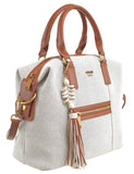 BESSIE LONDON Tan Boho Canvas Tote Bag