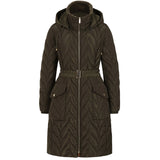 EMRECO Green Hooded Quilted Long Coat