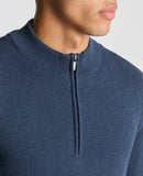 Remus Uomo Blue Long Sleeve Half Zip Sweater