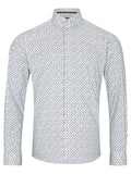 Remus Uomo Yellow and White Seville Long Sleeve Semi-Formal Shirt