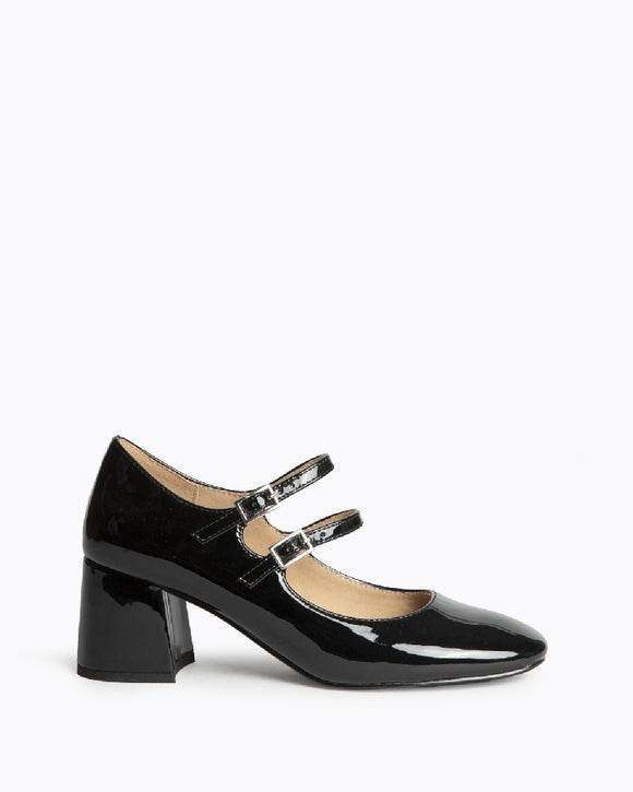 CORINA Black Patent Block Heel Shoe