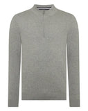 Remus Uomo Light Grey Long Sleeve Half Zip Sweater