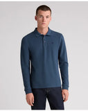 Remus Uomo Blue Long Sleeve Polo Half Button Polo Shirt