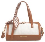 BESSIE LONDON Tan Canvas Barrel Bag