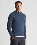 Remus Uomo Blue Long Sleeve Half Zip Sweater