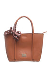 Tan Bucket Bag with Scarf - Bessie London