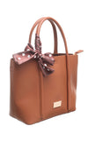 Tan Bucket Bag with Scarf - Bessie London