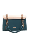 Teal Two Tone Flap Over Bag - Bessie London