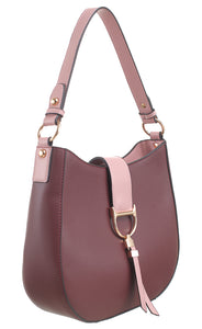 Wine Two Tone Shoulder Bag - Bessie