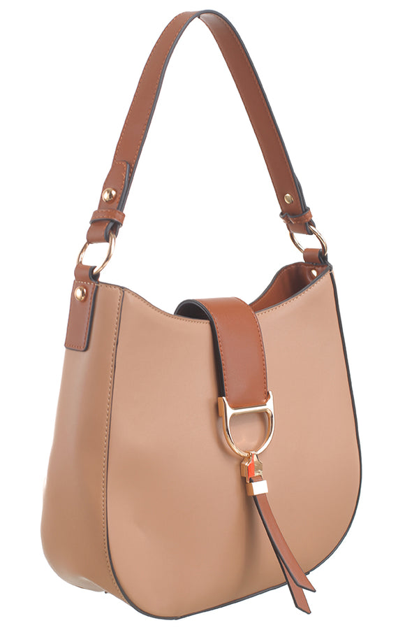 Taupe Two Tone Shoulder Bag - Bessie