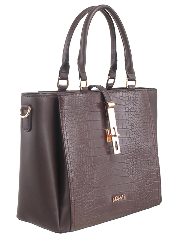 Coffee Croc 3 Compartment Tote - Bessie London