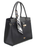 BESSIE LONDON Black Scarf Tote Bag