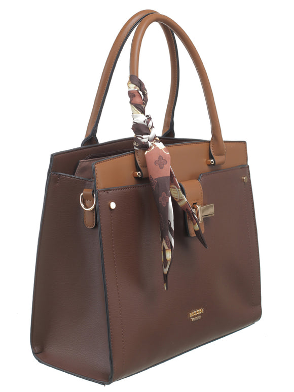 BESSIE LONDON Coffee Scarf Tote Bag