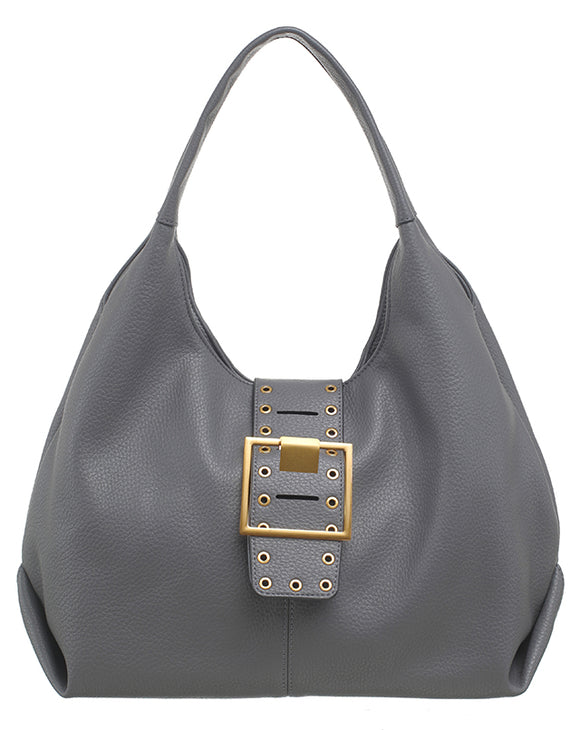 BESSIE LONDON Grey Buckle Shoulder Bag