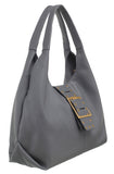 BESSIE LONDON Grey Buckle Shoulder Bag