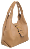 BESSIE LONDON Taupe Buckle Shoulder Bag