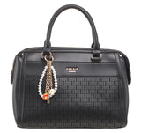 BESSIE LONDON Black Weave Bowling Bag