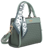 BESSIE LONDON Green Basket Weave Tote Bag